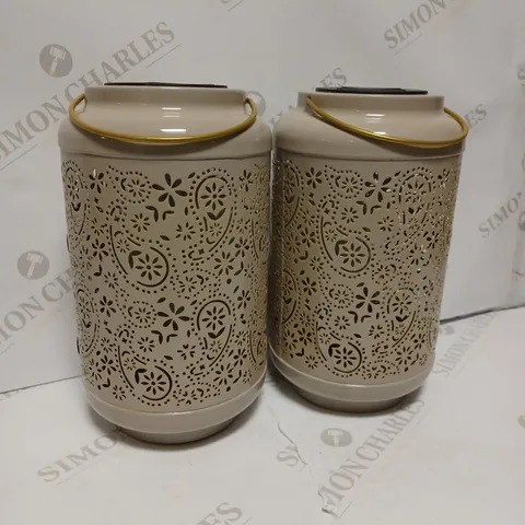 GARDEN REFLECTIONS SET OF 2 PATTERNED SOLAR LANTERNS, PAISLEY