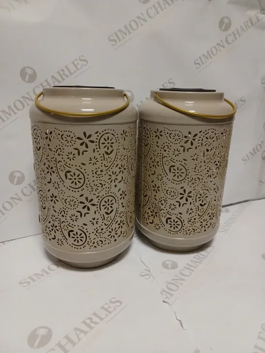 GARDEN REFLECTIONS SET OF 2 PATTERNED SOLAR LANTERNS, PAISLEY