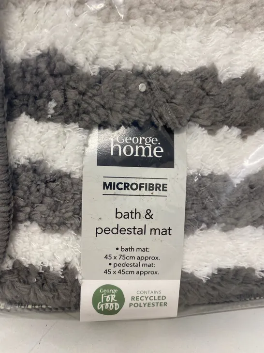 BOX OF 24 X BRAND NEW STRIPED MICROFIBRE BATH&PEDESTAL MAT