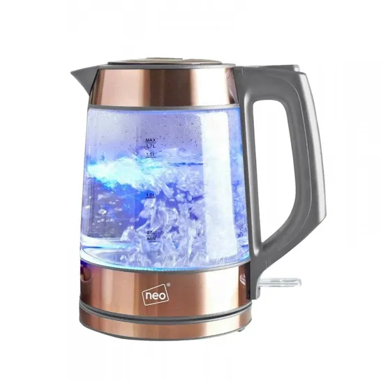 BOXED NEO CORDLESS NORDIC ILLUMINATED GLASS KETTLE - SILVER (1 BOX)