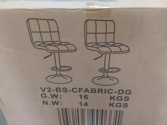 BOXED SET OF 2 FABRIC UPHOLSTERED BAR STOOLS - DARK GREY (1 BOX)