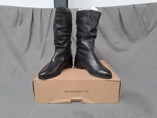 BOXED PAIR OF DUNE LONDON CALF BOOTS IN BLACK EU SIZE 36