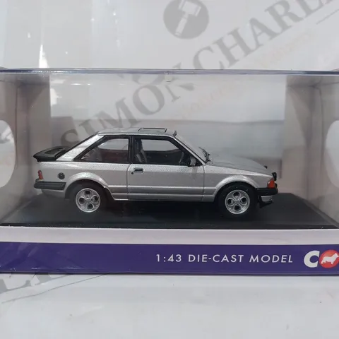 BOXED CORGI VANGUARDS 1:43 SCALE DIE-CAST FORD ESCORT MK3 XR3I MODEL IN SILVER COLOUR