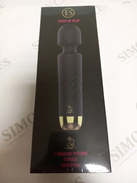 BRAND NEW BOXED ES STATE OF PLAY 7 VIBRATION PATTERNS, 4 SPEEDS, WATERPROOF VIBRATOR