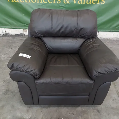 DESIGNER EASY CHAIR BROWN LEATHER 