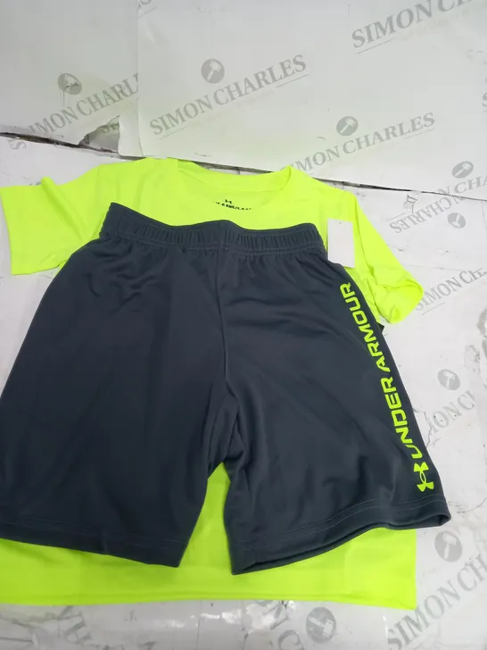 BOYS LIME & GREY SHORT T-SHIRT SET SIZE 5-6YRS