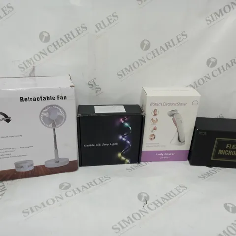 BOX OF APPROXIMATELY 20 ASSORTED ITEMS TO INCLUDE ELECTRIC MICRONEEDLE, RETRACTABLE FAN, LED STRIP LIGHTS, ETC