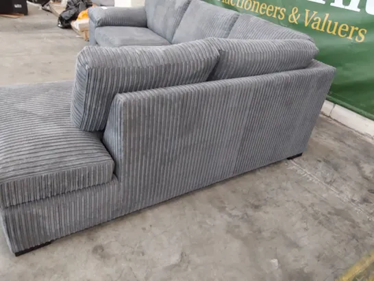 DESIGNER CORNER CHAISE SOFA GREY JUMBO CHORD