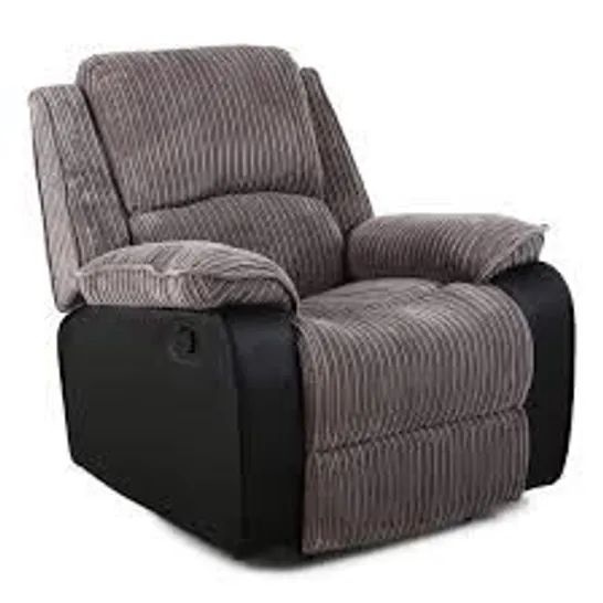 BOXED POSTANA GREY FAUX LEATHER & FABRIC MANUAL RECLINING EASY CHAIR (1 BOX) RRP £349.99