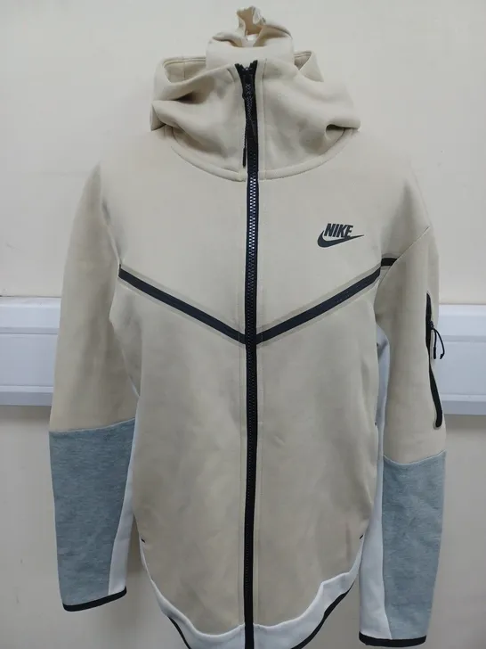 NIKE ZIP THROUGH TECH HOODIE IN CREAM SIZE MENS S 