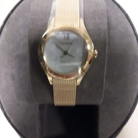 BOXED CITIZEN ECO DRIVE MOTHER OF PEARL WRIST WATCH