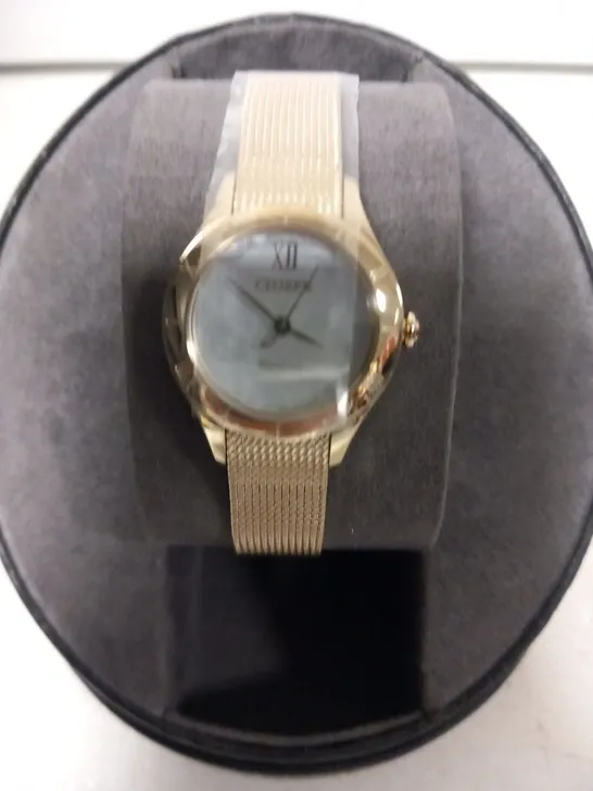 BOXED CITIZEN ECO DRIVE MOTHER OF PEARL WRIST WATCH