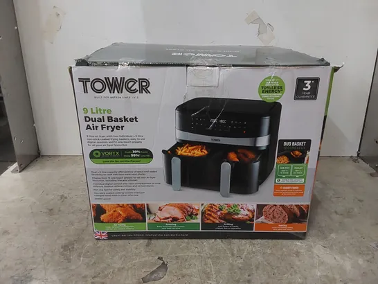 BOXED TOWER 9 LITRE DUAL BASKET AIR FRYER (1 BOX)