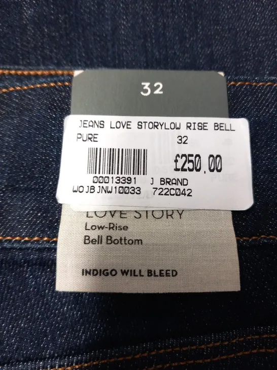 J BRAND JEANS LOVE STORY LOW RISE BELL PURE SIZE 32