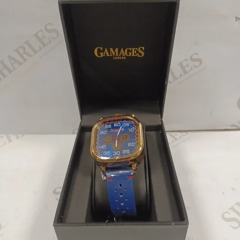 GAMAGES OF LONDON LIMITED EDITION HAND ASSEMBLED VERTICAL ASTUTE AUTOMATIC BLUE WATCH