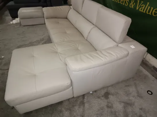 OYSTER FAUX LEATHER CHAISE 3-SEATER SOFA