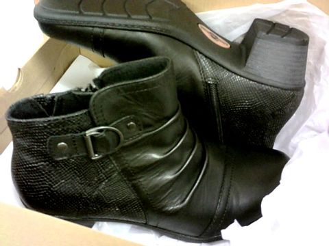 EARTH SPIRIT LEATHER SEYMOUR ANKLE BOOT SIZE 7 BLACK