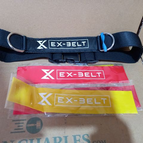 EX-BELT RESISTANCE BAND BELT WITH 2 X PAIRS OF RESISTANCE BANDS