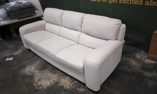 QUALITY ITALIAN DESIGNER ONTARIO 3 SEATER SOFA IN WHITE LEATHER 