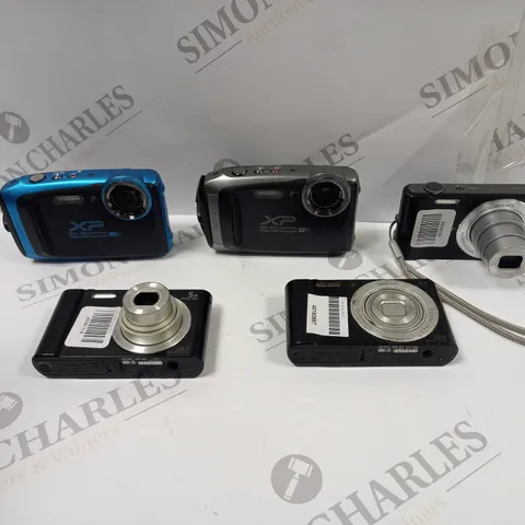 5 X ASSORTED DIGITAL CAMERAS. BRANDS INCLUDE SONY AND FUJIFILM. MODELS MAY VARY 