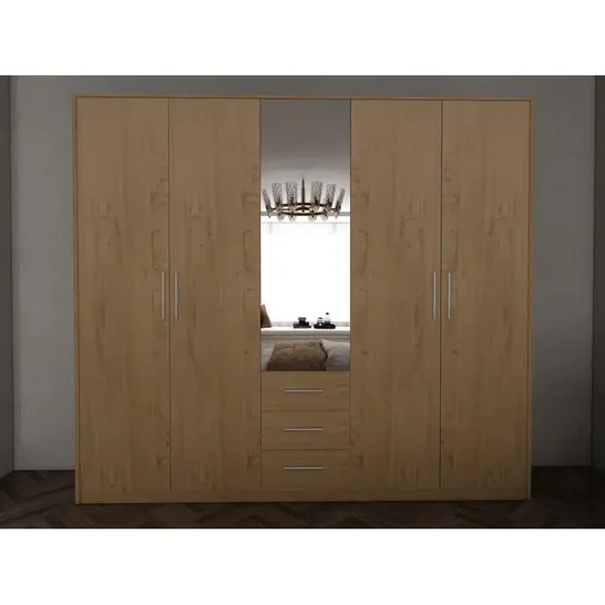 BOXED PAMEL 5 DOOR MANUFACTURED WOODEN WARDROBE (5 BOXES)