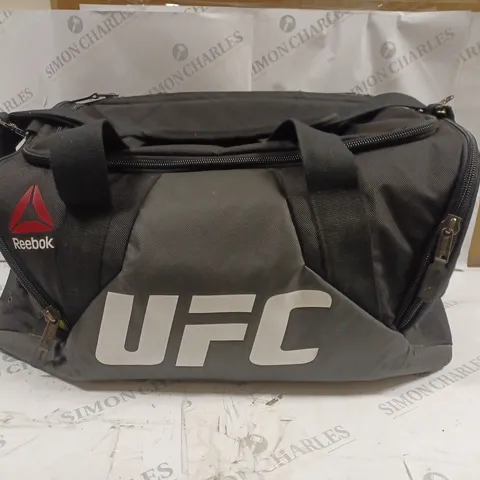 LARGE REEBOK UFC COMBAT GRIP TRAINING DUFFEL BAG WITH REEBOK UFC ZIP-UP JACKET (MEDIUM) AND SANDALS