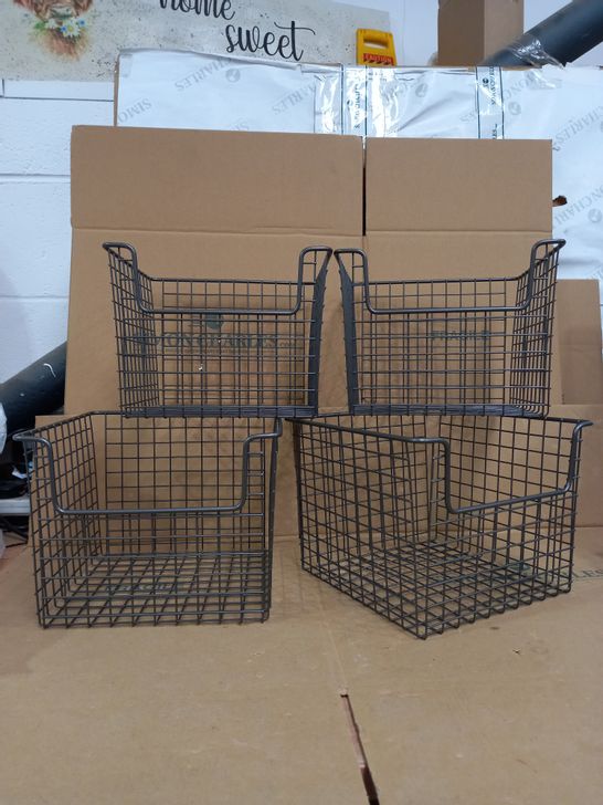 SET OF 4 ALL-PURPOSE WIRE BASKETS - DARK GREY - 26X26X19