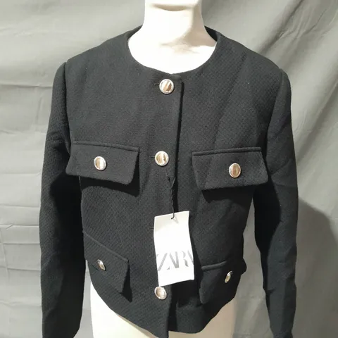 XARA BUTTON DETAIL JACKET IN BLACK - S