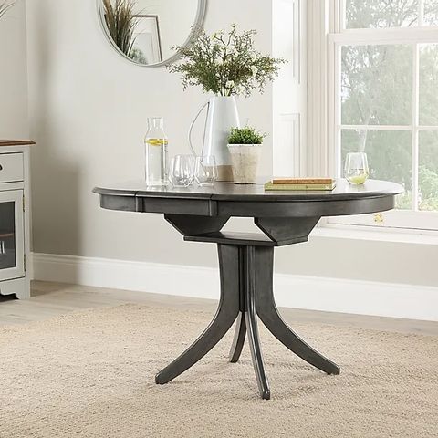 BOXED HUDSON ROUND GREY EXTENDING DINING TABLE 90 - 120cm