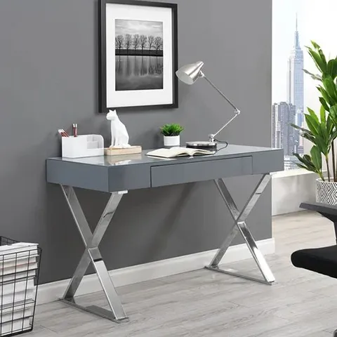 BOXED MAYLINE LAPTOP OFFICE DESK HIGH GLOSS GREY