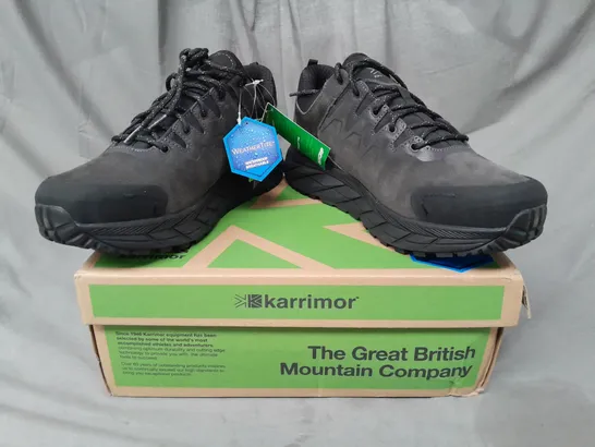 BOXED PAIR OF KARRIMOR HELIUM LOW SHOES IN BLACK UK SIZE 11