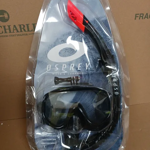 ADULT MASK AND SNORKEL SET WITH CAMERA MOUNT - BLACK