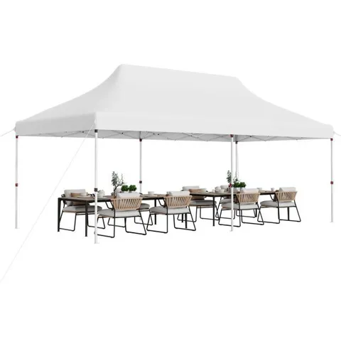 BOXED COSTWAY 300 X 600cm POP UP CANOPY TENT WITH CARRYING BAG - WHITE