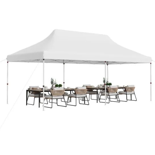 BOXED COSTWAY 300 X 600cm POP-UP CANOPY TENT FOLDABLE EVENT TENT WITH CARRY BAG - GREY