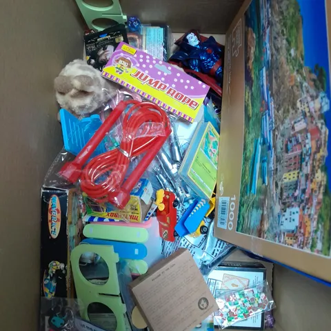 BOX OF APPROX 15 ASSORTED ITEMS TO INCLUDE - ITALY PUZZLE, PEPPA PIG STICKERS, POKEMON CARDS ETC