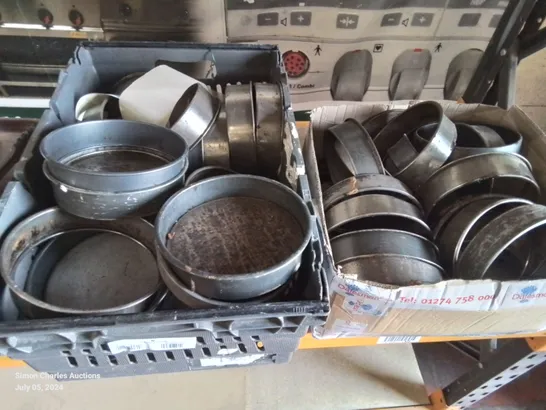 SELECTION OF COMMERCIAL BAKING EQUIPMENT AND UTENSILS, CAKE TINS, POTS AND PANS ETC.