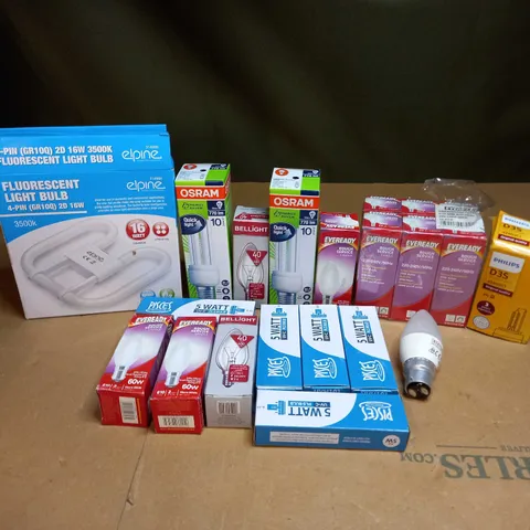 LOT OF ASSORTED LIGHT BULBS TO INCLUDE PHILIPS, OSRAM AND EVEREADY