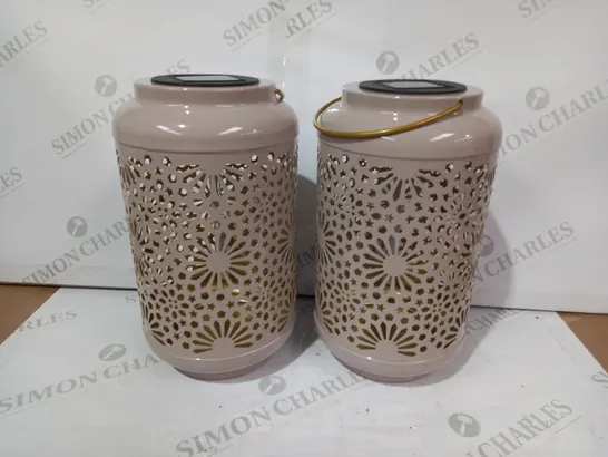 GARDEN REFLECTIONS SET OF 2 PATTERNED SOLAR LANTERNS