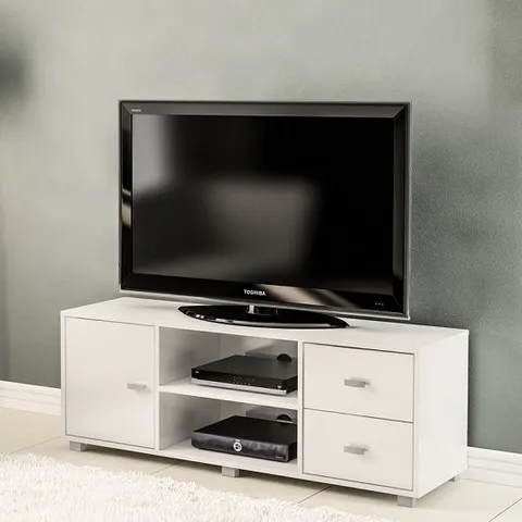 LORUSSO WOODEN TV STAND IN WHITE HIGH GLOSS 1 DOOR 