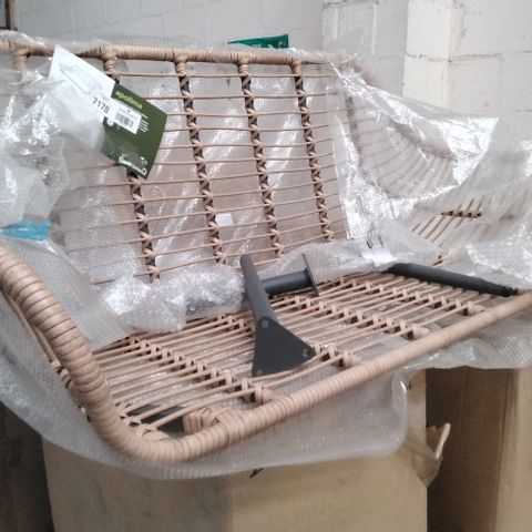 PALLET OF ASSORTED ITEM INCLUDING APOLIMA STEEL BENCH WITH RATTAN EFFECT, GARMENT HANGARS, FITTED MATTRESS POTECTOR