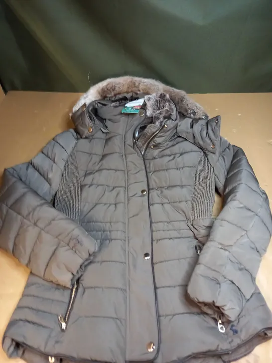 JOULES GOSWAY PADDED COAT WITH FAUX FUR HOOD SIZE 12