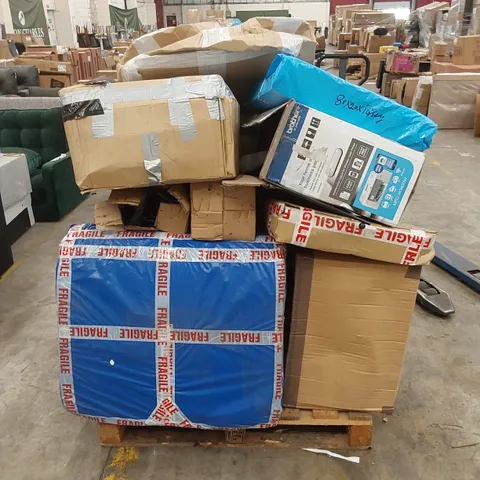 PALLET OF ASSORTED HOUSEHOLD GOODS AND INCOMPLETE FURNITURE PARTS 