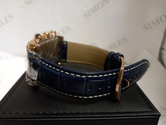 LATOR CALIBRE BLUE DIAL LEATHER STRAP WATCH RRP £585