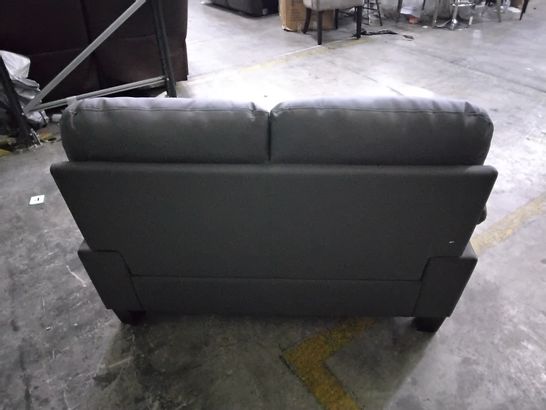 DESIGNER GREY LEATHER 2-SEATER SOFA