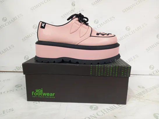 BOXED PAIR OF KOI PLATFORM CHUNKY TRAINRS IN PINK/BLAACK SIZE 5