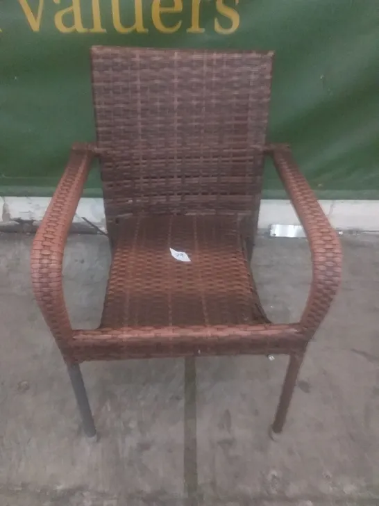 RATTAN EFFECT GARDEN CHAIR BROWN 