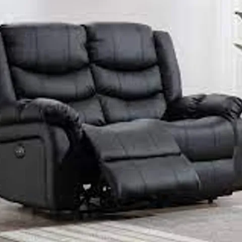 BOXED BLACK LEATHER POWER RECLINING TWO SEATER SOFA (1 BOX)