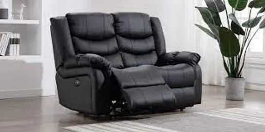 BOXED BLACK LEATHER POWER RECLINING TWO SEATER SOFA (1 BOX)