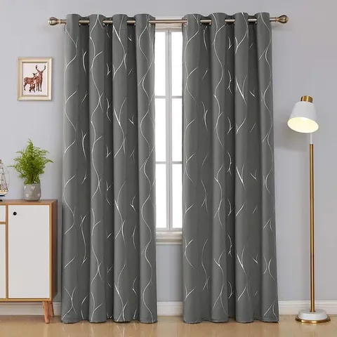 SELIGMAN WAVE FOIL PRINTED ROOM DARKENING THERMAL CURTAINS