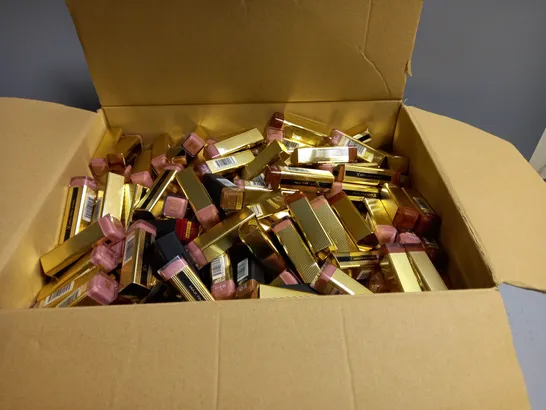 BOX OF ASSORTED MAX FACTOR LIPSTICKS. ASSORTED COLOURS